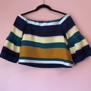 ZARA Striped Off the Shoulder Top